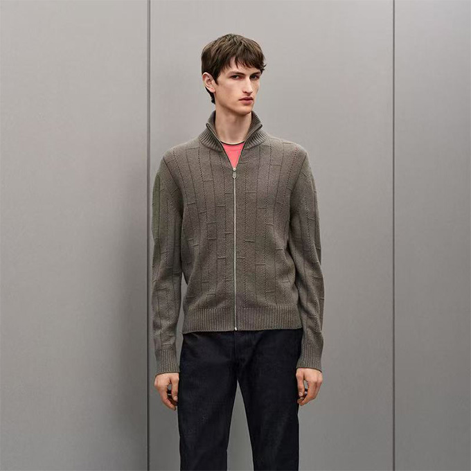 hermes echelle wool zip cardigan